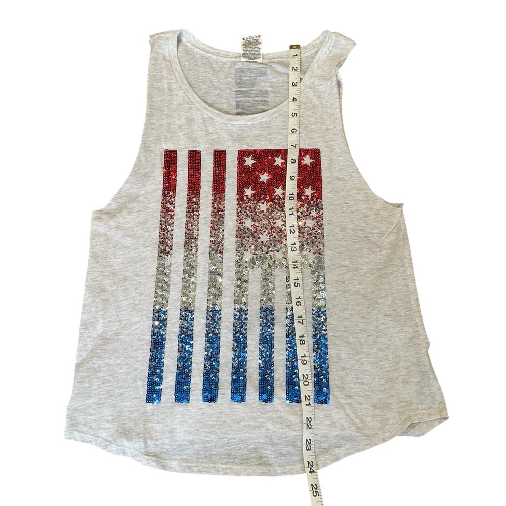 PINK Victoria's Secret Gray Tank with Red, Silver, and Blue Sequins Size Small - Picture 5 of 6